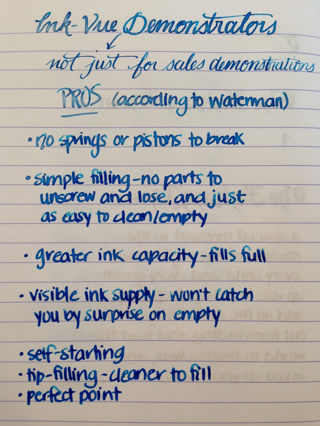 Handwritten Post - Pros of Ink Vue Demonstrators