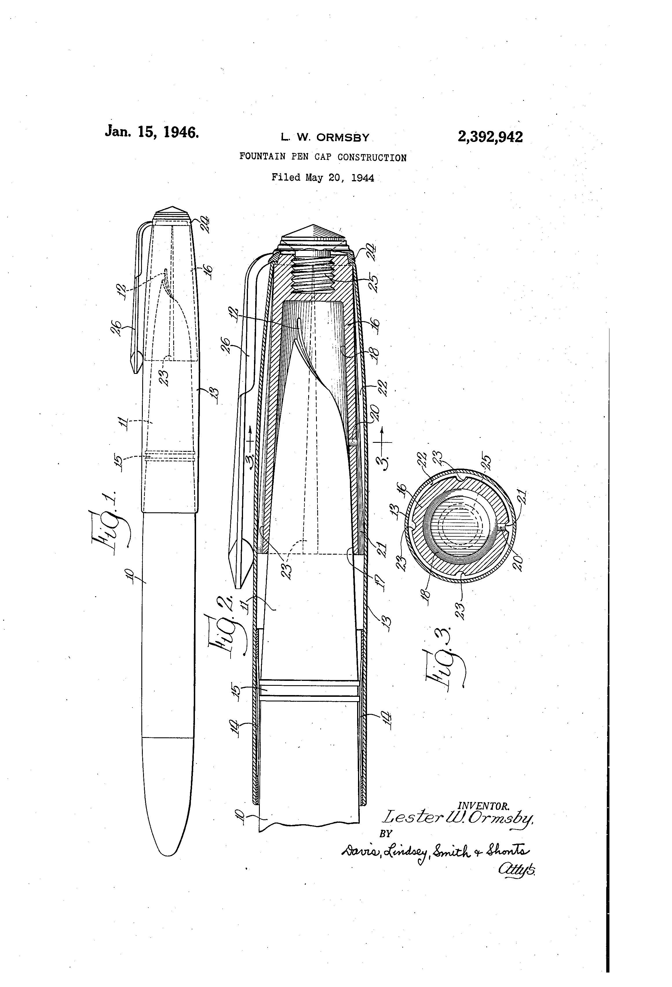 Patent - Fountain Pen Cap Construction