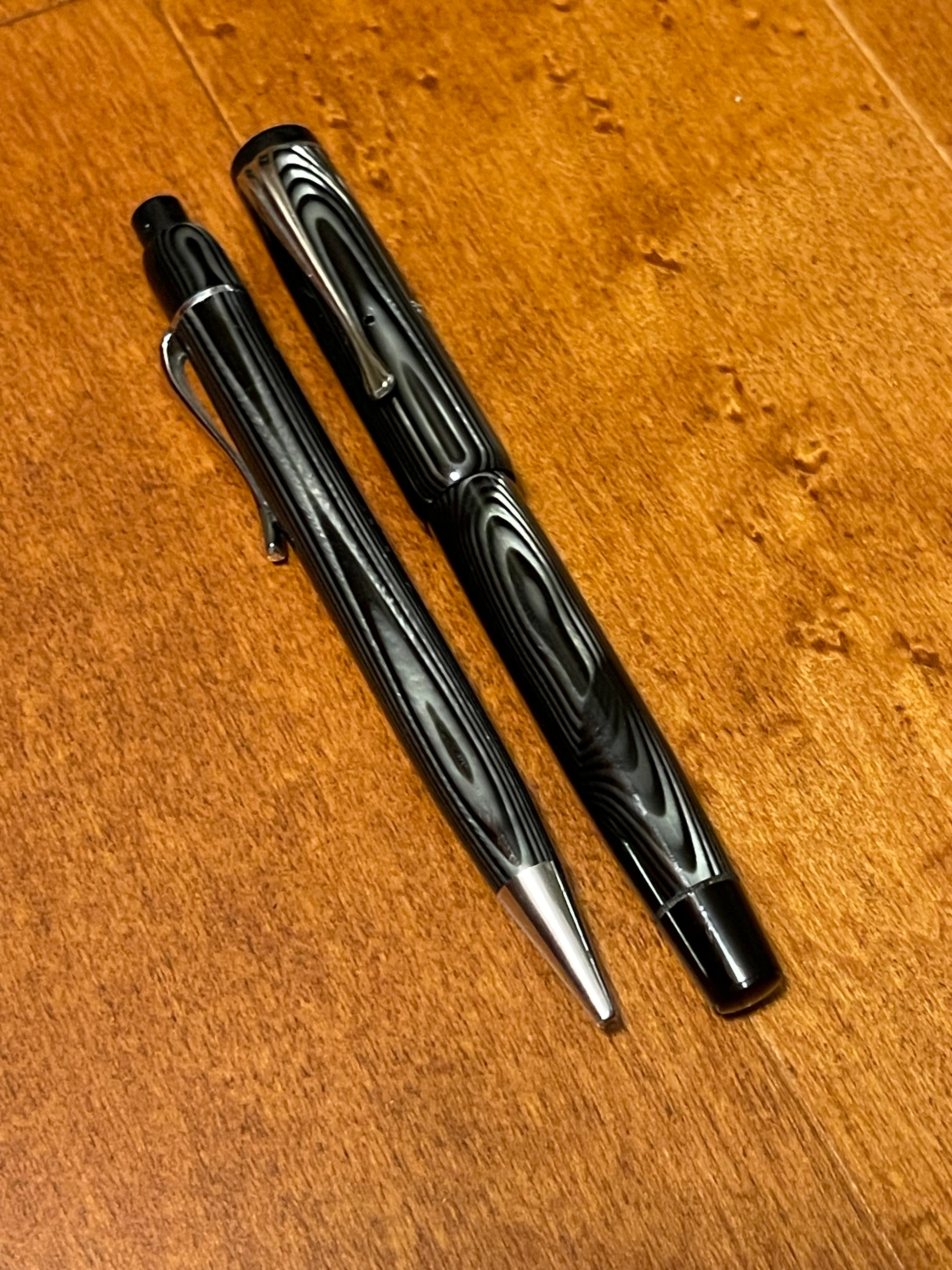 Montblanc Pen and Pencil Set in Platinum Celluloid, for Italian Market