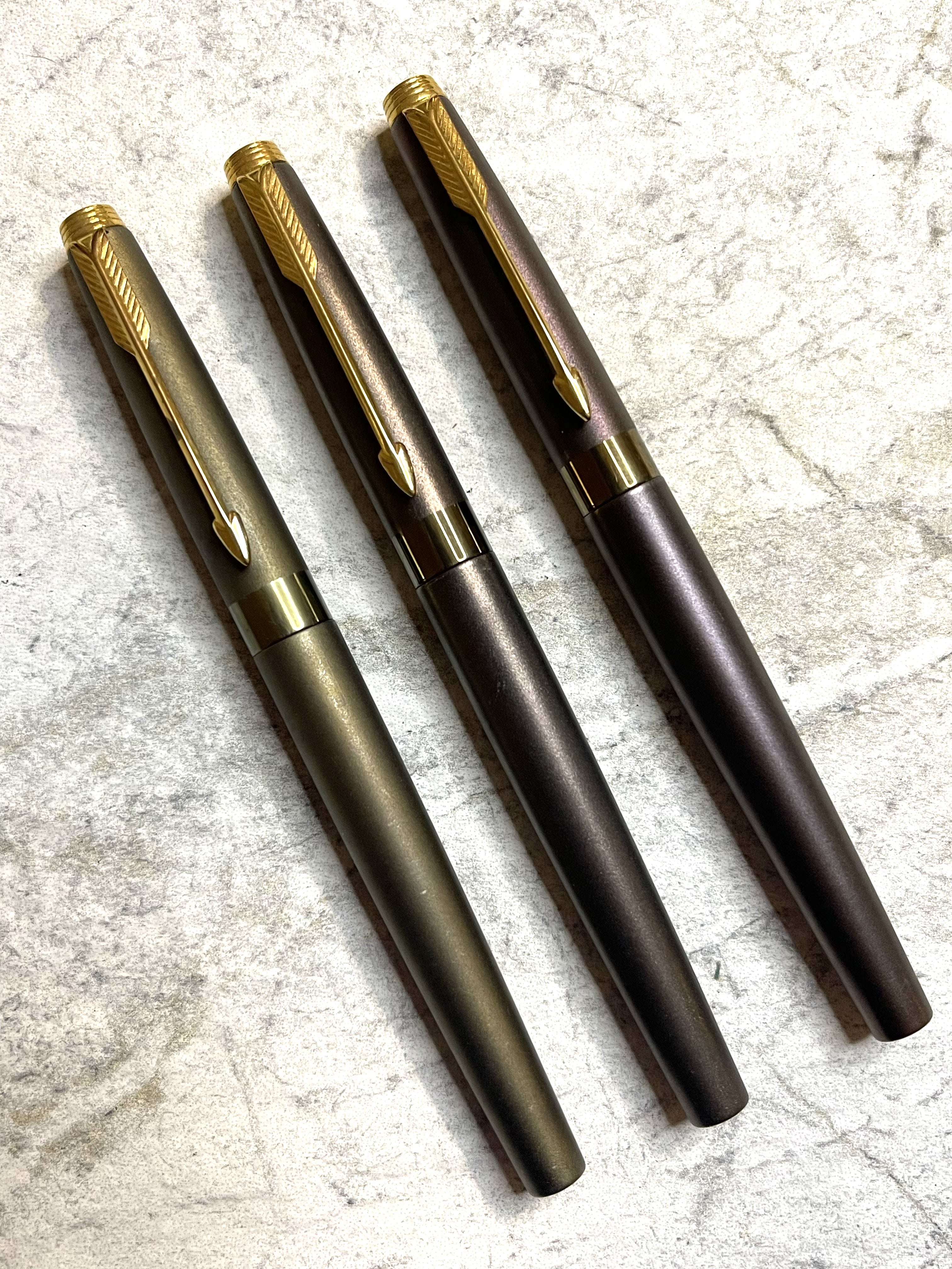 Parker 75 Anodized Titanium Model Shop Pens, Lot of 3