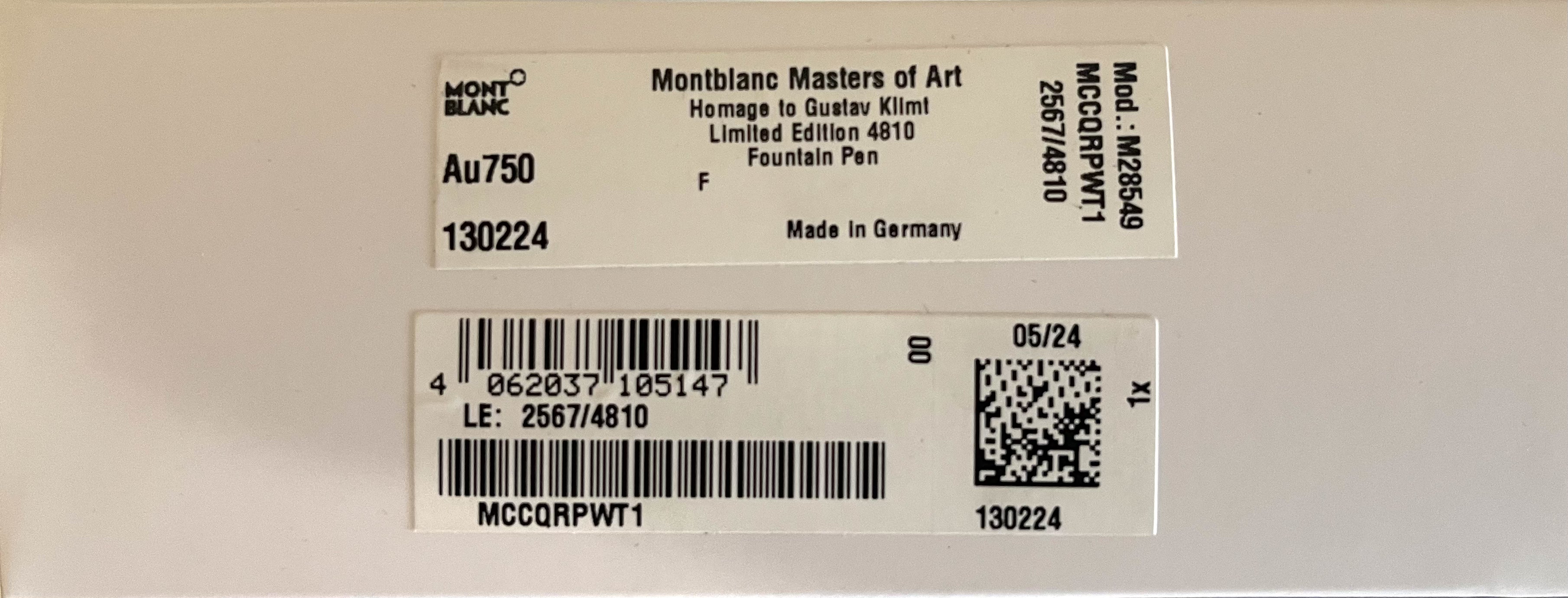 Montblanc Gustav Klimt Fountain Pen Sealed