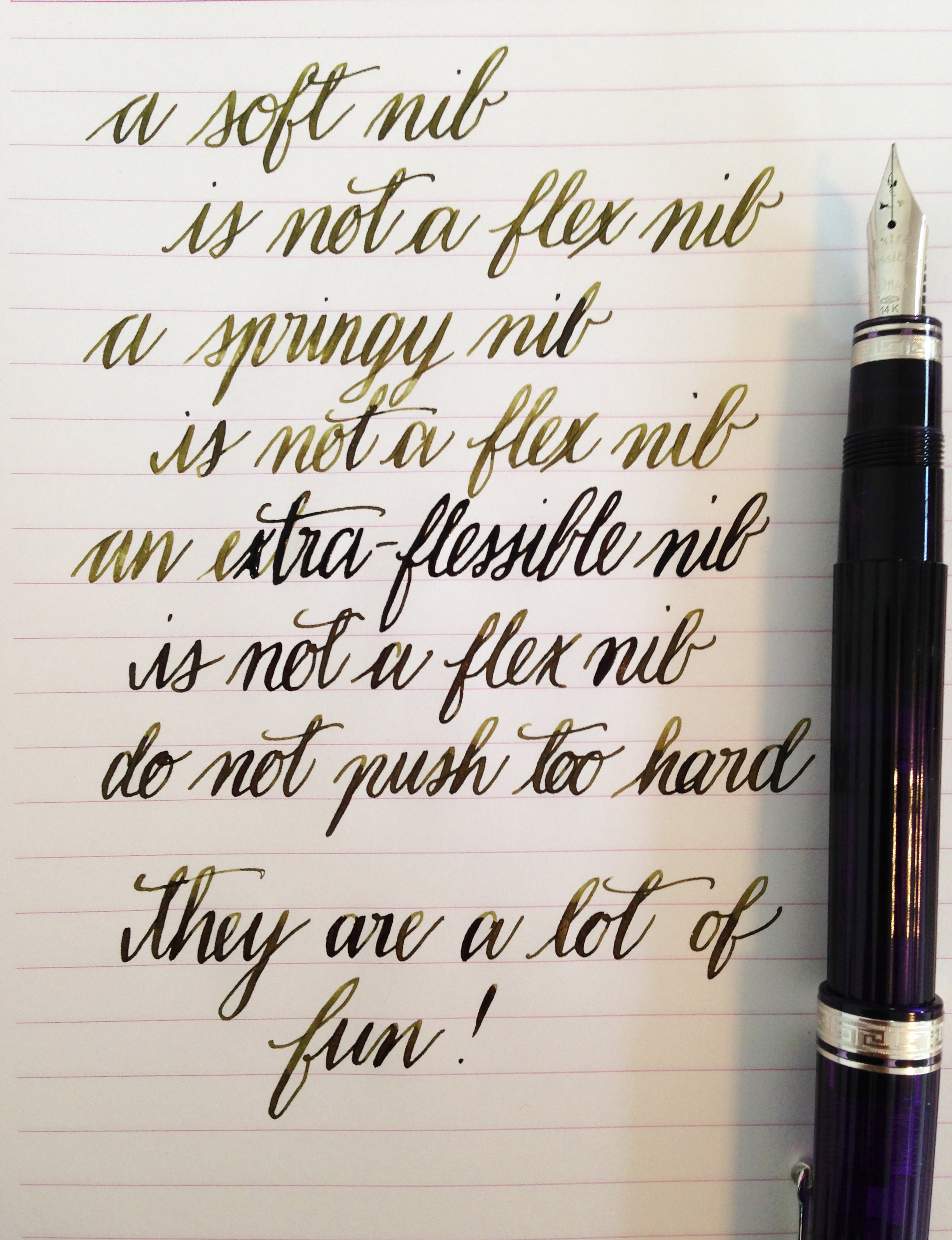 Handwritten Post: Soft-, Springy-, Extra-Flessible-Flex Nib