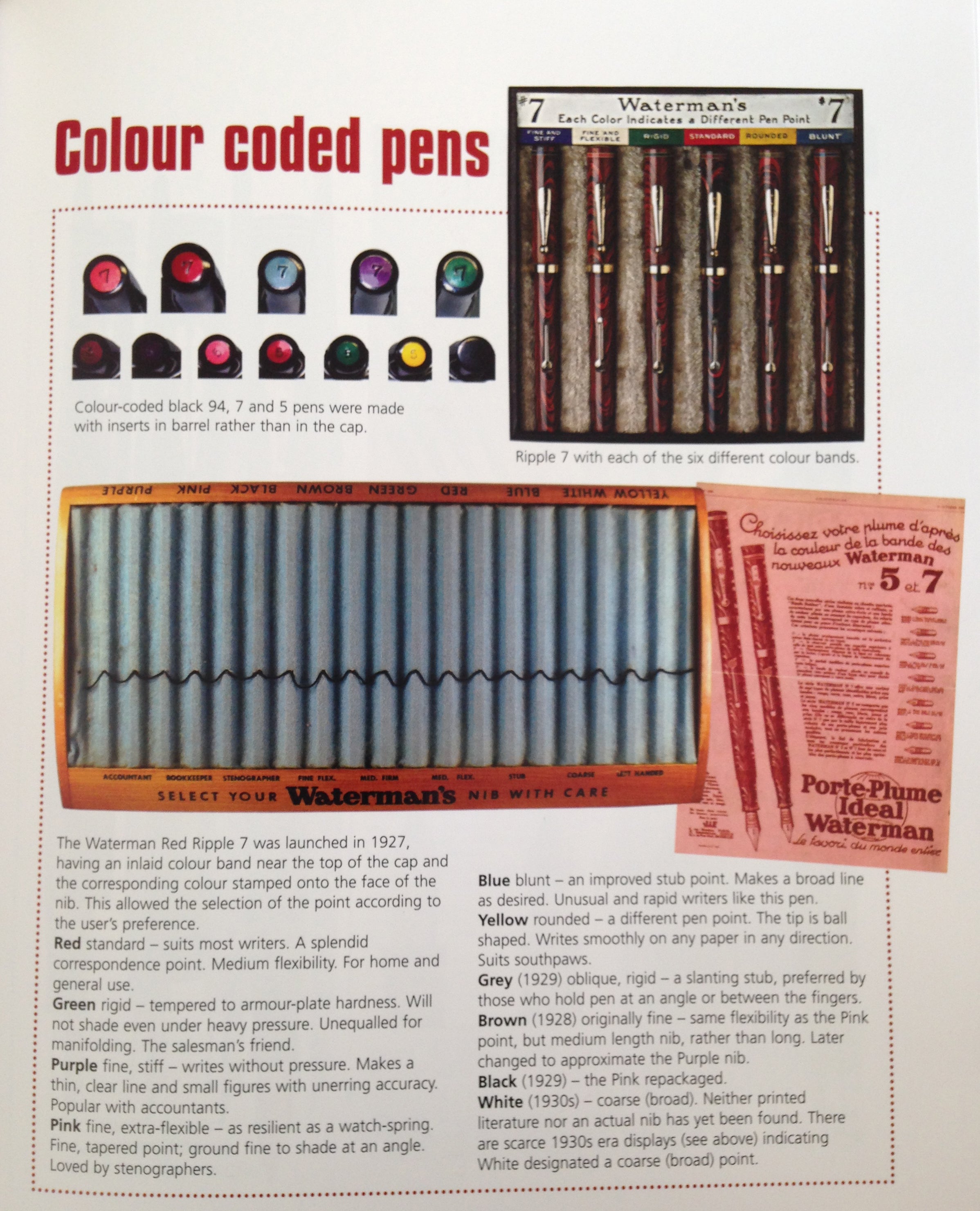 Vintage Waterman Color Coded Pens