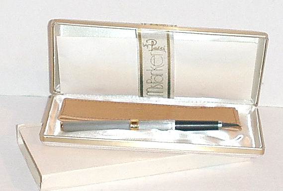 Maranda-Ti Mini Pearlescent SILVER Crystal Ring Ballpoint Pen Boxed 