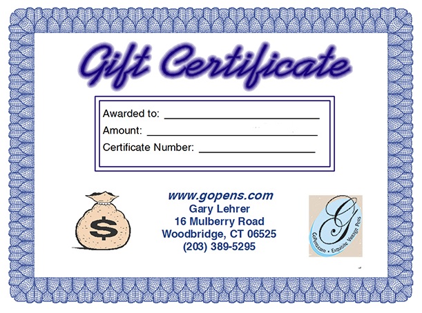 GoPens gift certificate