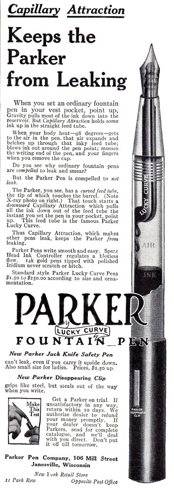 Parker Lucky Curve Fountain Pens -1910A